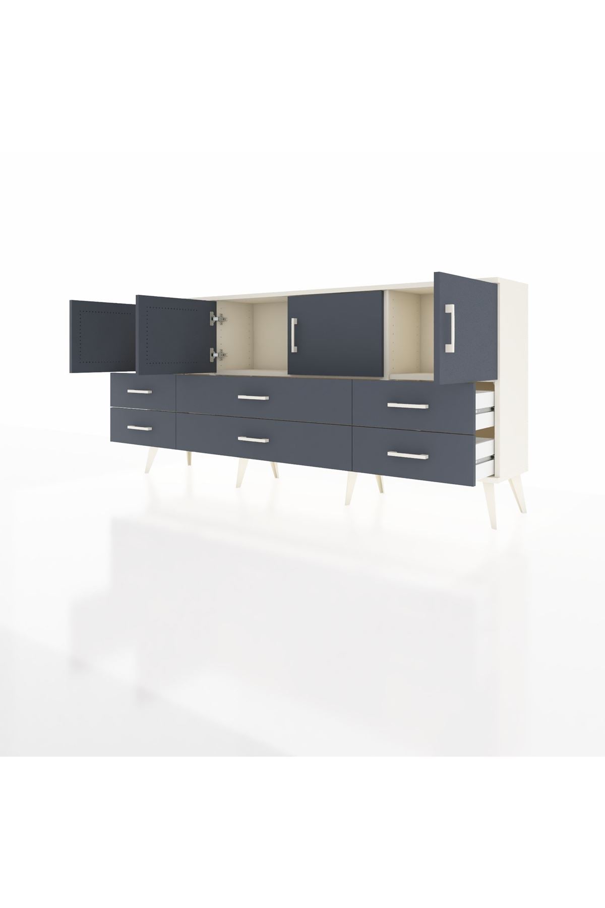 Arges Konsol 3 Raflı 6 Çekmeceli 4 Kapaklı 176x30x83 - S148M004V08A