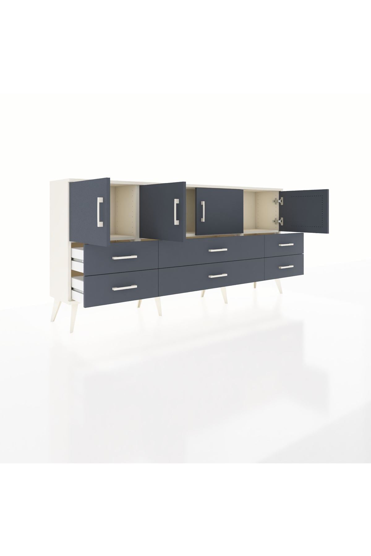 Arges Konsol 3 Raflı 6 Çekmeceli 4 Kapaklı 176x30x83 - S148M004V08A