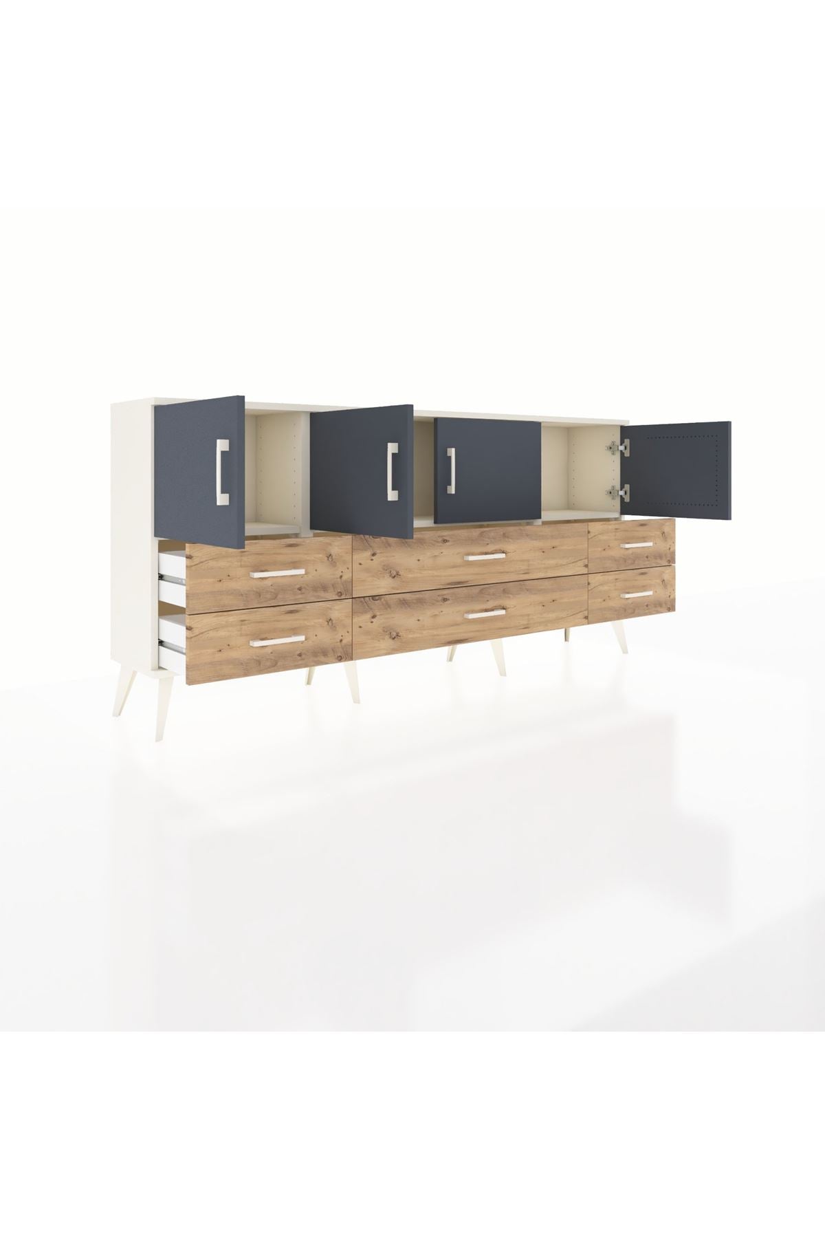 Arges Konsol 3 Raflı 6 Çekmeceli 4 Kapaklı 176x30x83 - S148M004V09A