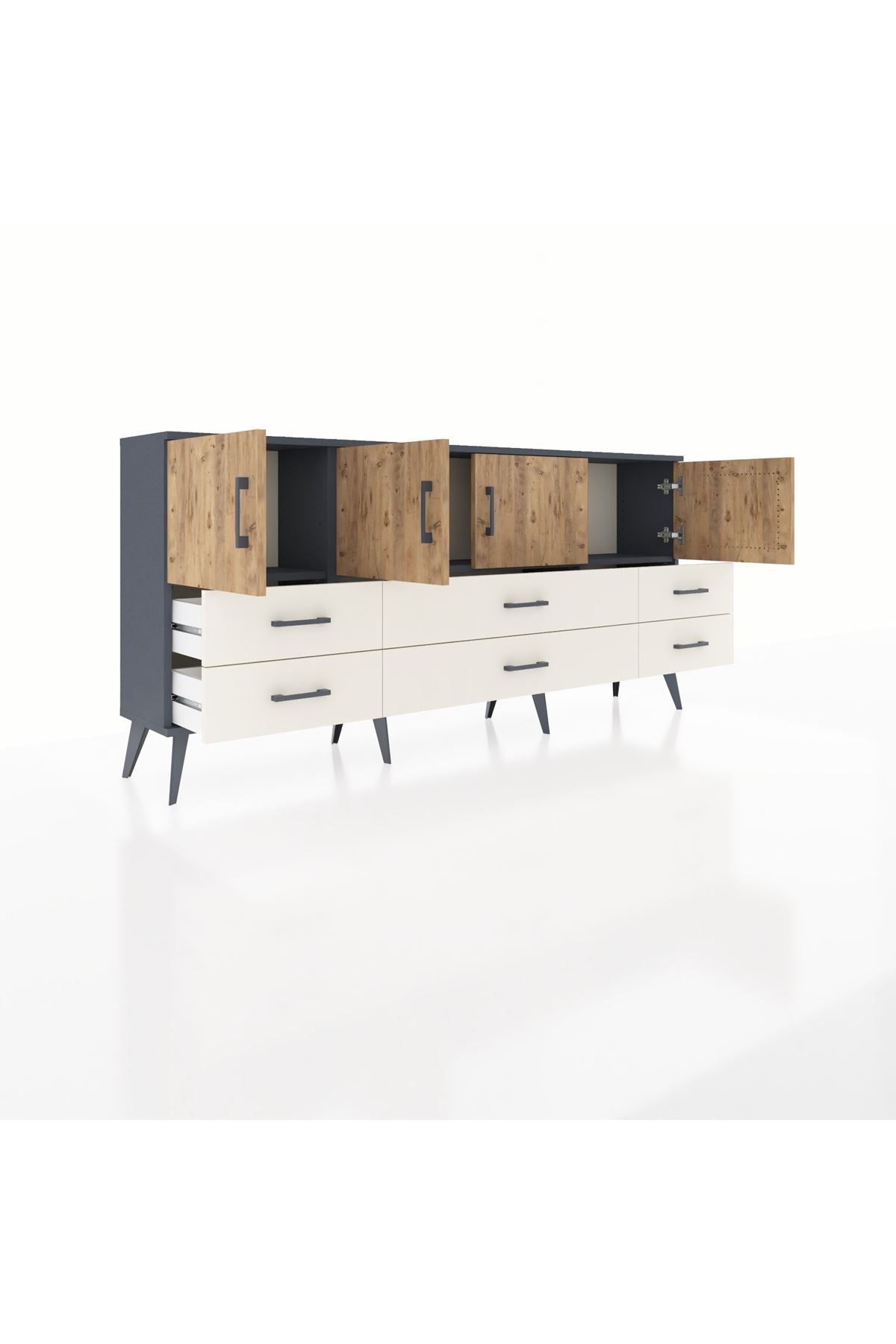 Arges Konsol 3 Raflı 6 Çekmeceli 4 Kapaklı 176x30x83 - S148M004V10A