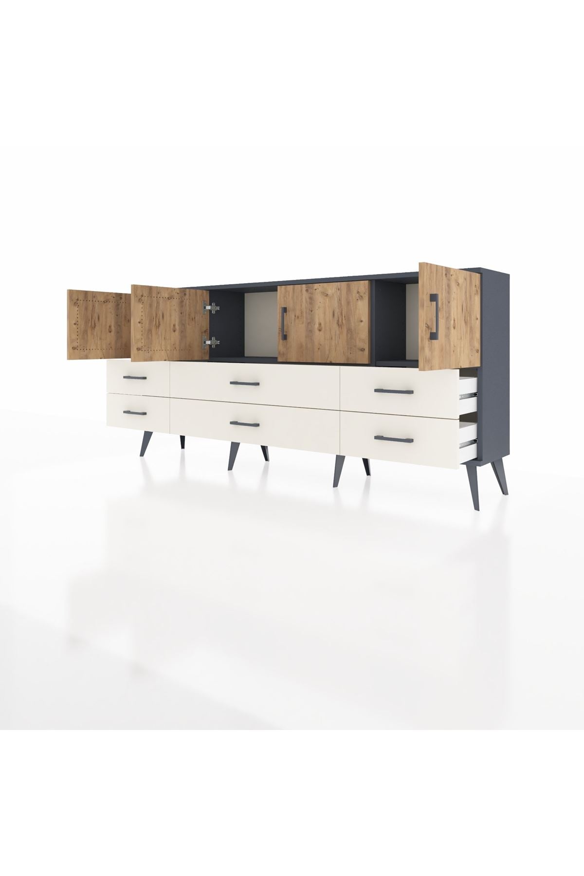 Arges Konsol 3 Raflı 6 Çekmeceli 4 Kapaklı 176x30x83 - S148M004V10A