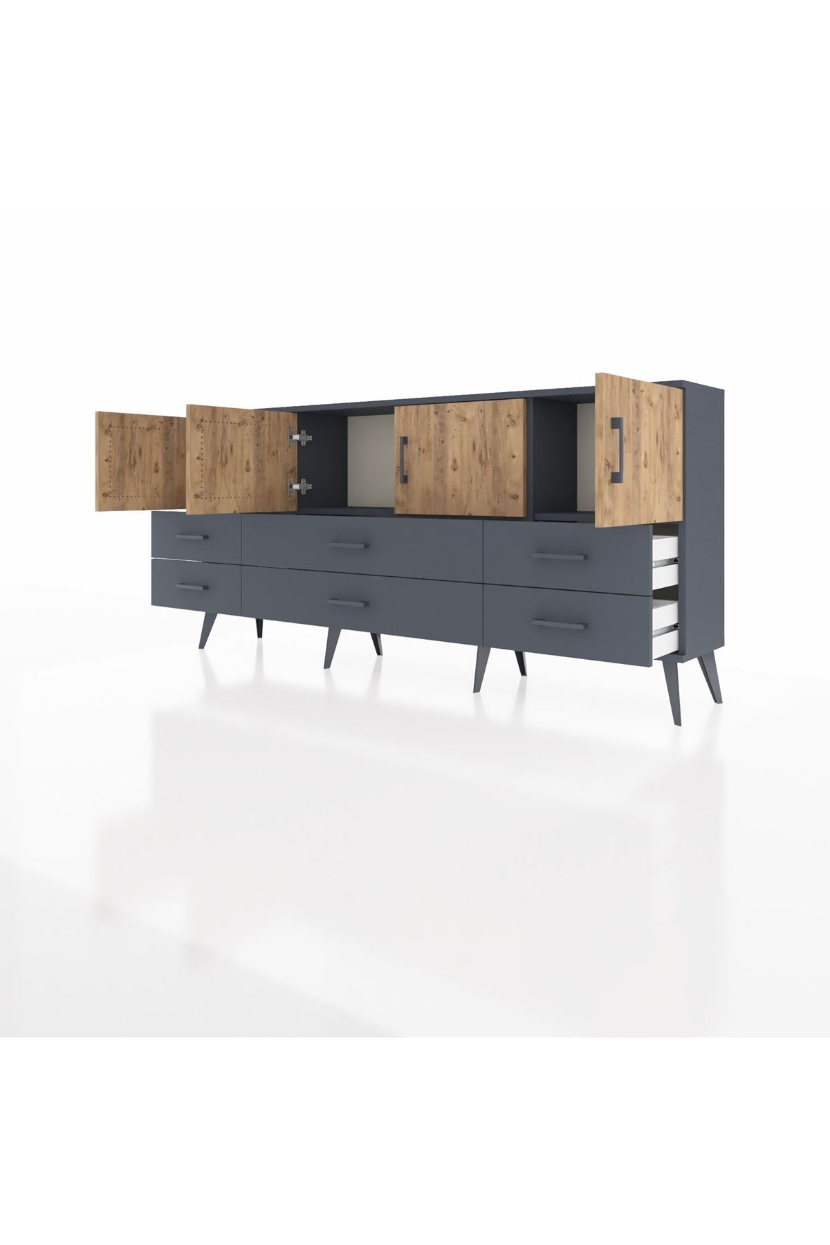 Arges Konsol 3 Raflı 6 Çekmeceli 4 Kapaklı 176x30x83 - S148M004V11A