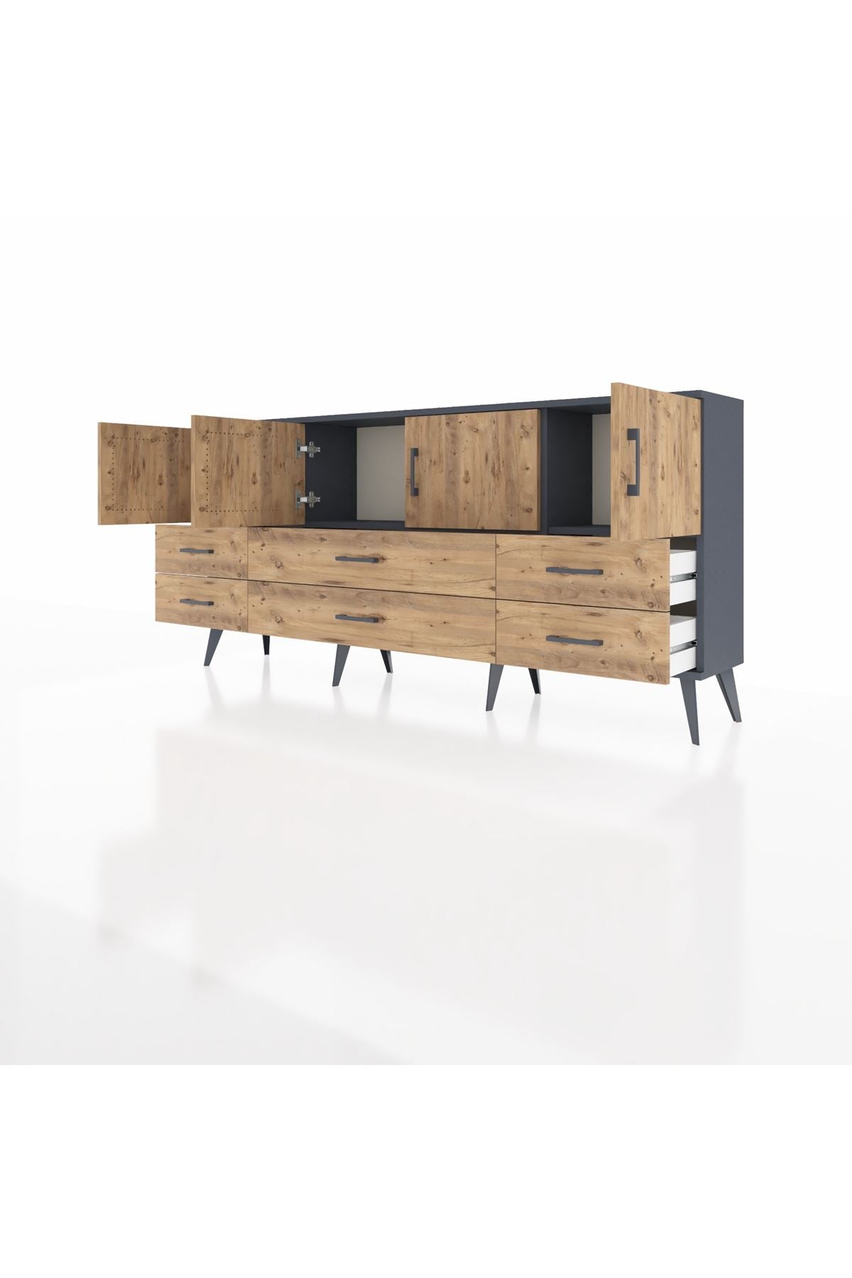 Arges Konsol 3 Raflı 6 Çekmeceli 4 Kapaklı 176x30x83 - S148M004V12A