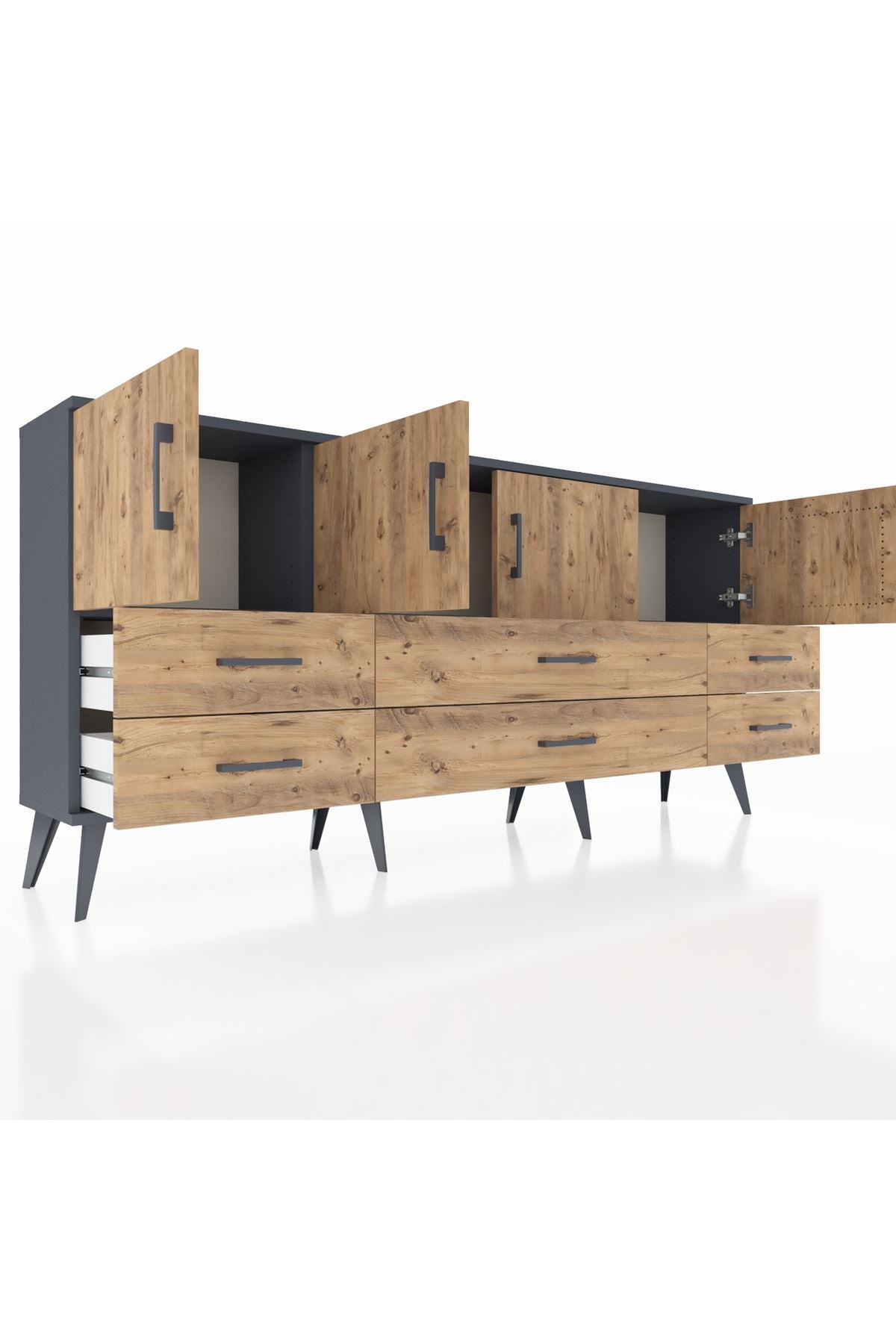 Arges Konsol 3 Raflı 6 Çekmeceli 4 Kapaklı 176x30x83 - S148M004V12A