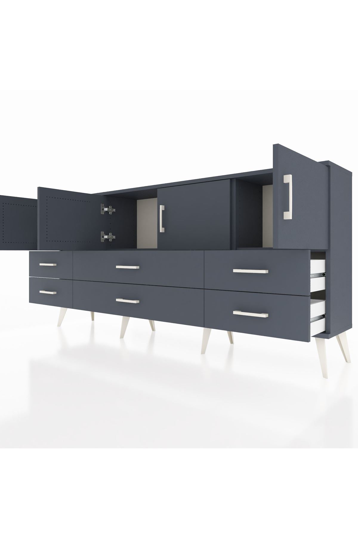 Arges Konsol 3 Raflı 6 Çekmeceli 4 Kapaklı 176x30x83 - S148M004V17A