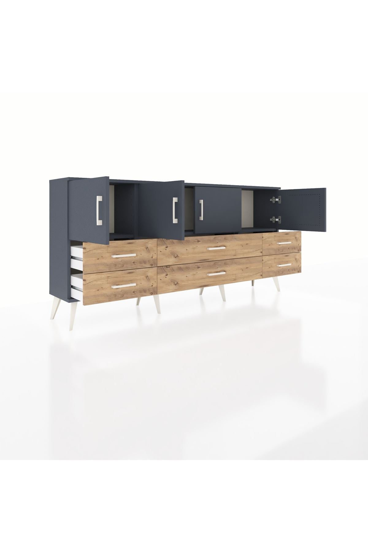 Arges Konsol 3 Raflı 6 Çekmeceli 4 Kapaklı 176x30x83 - S148M004V18A