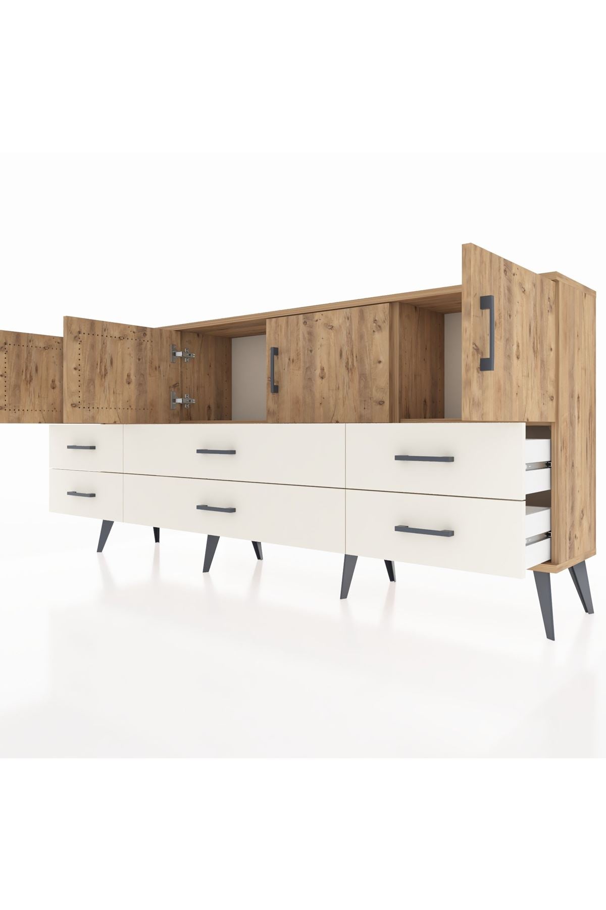 Arges Konsol 3 Raflı 6 Çekmeceli 4 Kapaklı 176x30x83 - S148M004V19A