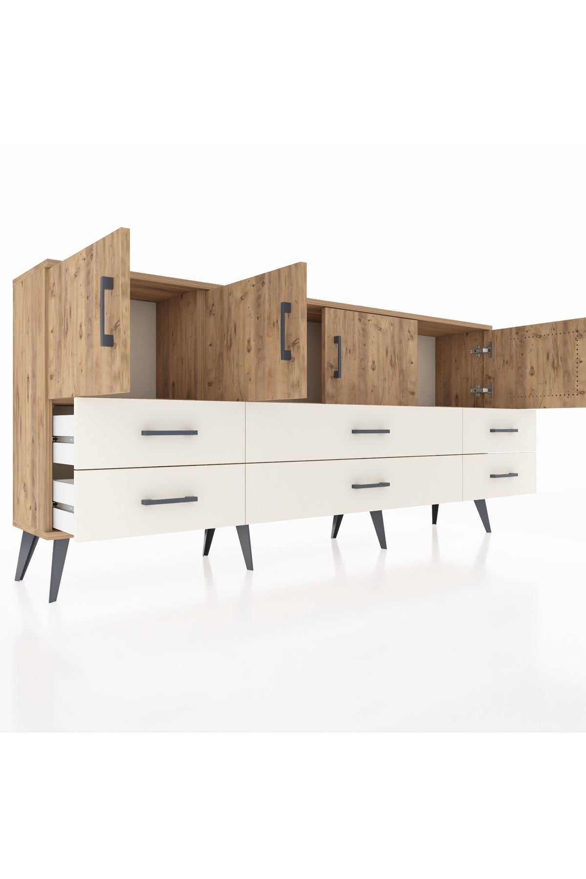 Arges Konsol 3 Raflı 6 Çekmeceli 4 Kapaklı 176x30x83 - S148M004V19A