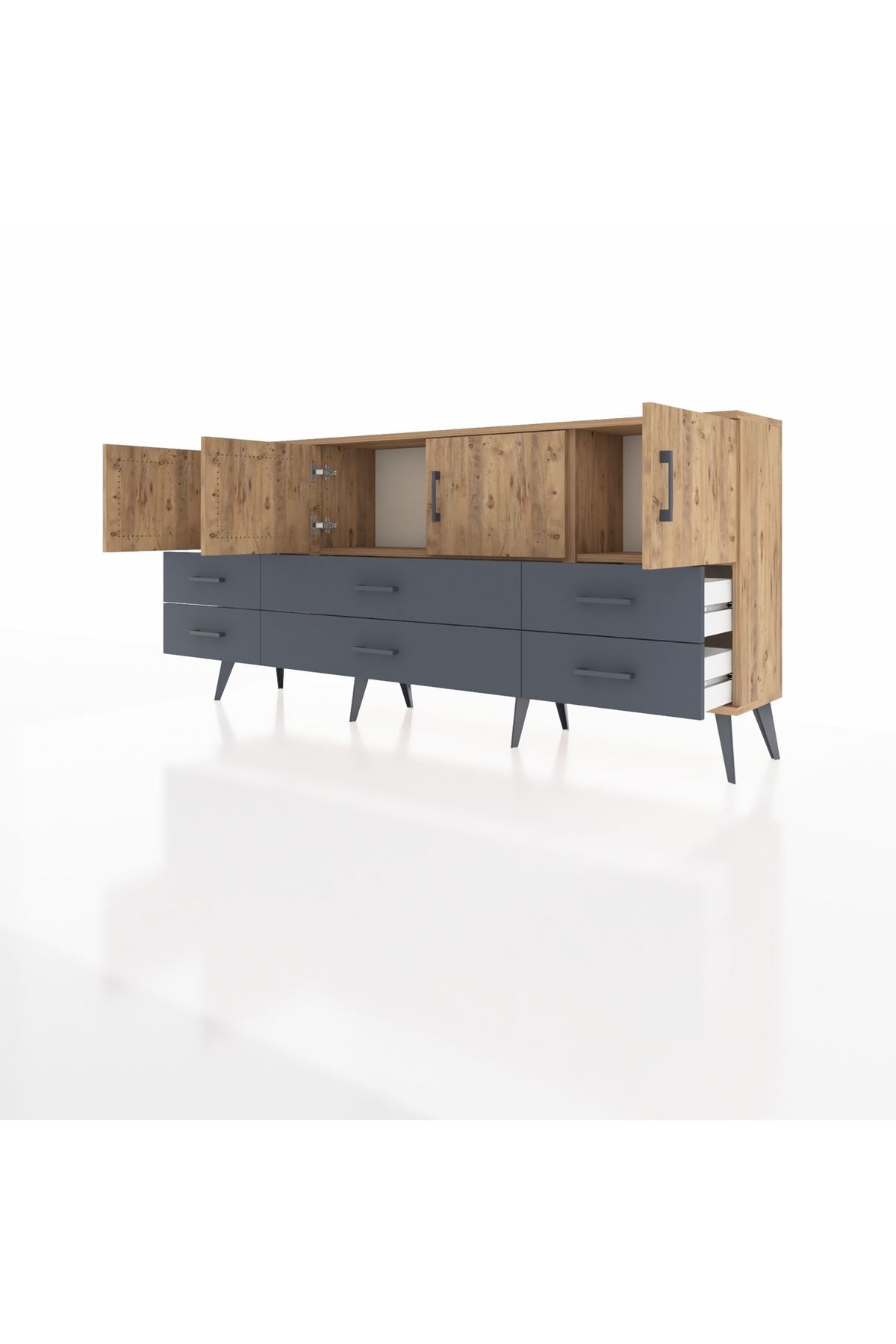 Arges Konsol 3 Raflı 6 Çekmeceli 4 Kapaklı 176x30x83 - S148M004V20A