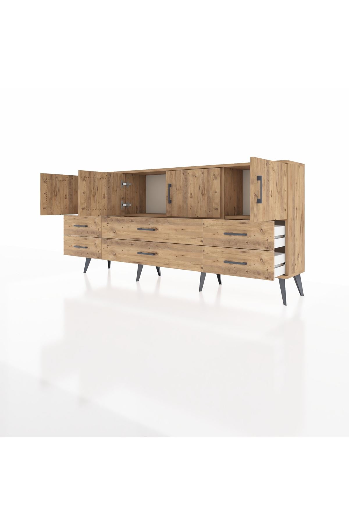 Arges Konsol 3 Raflı 6 Çekmeceli 4 Kapaklı 176x30x83 - S148M004V21A
