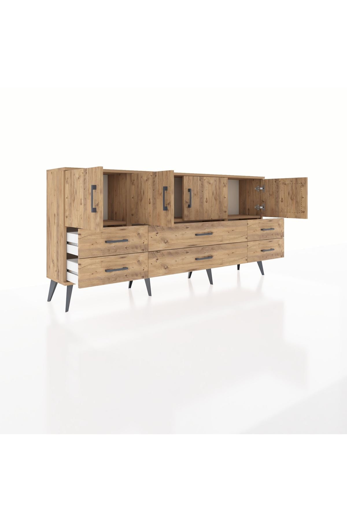 Arges Konsol 3 Raflı 6 Çekmeceli 4 Kapaklı 176x30x83 - S148M004V21A