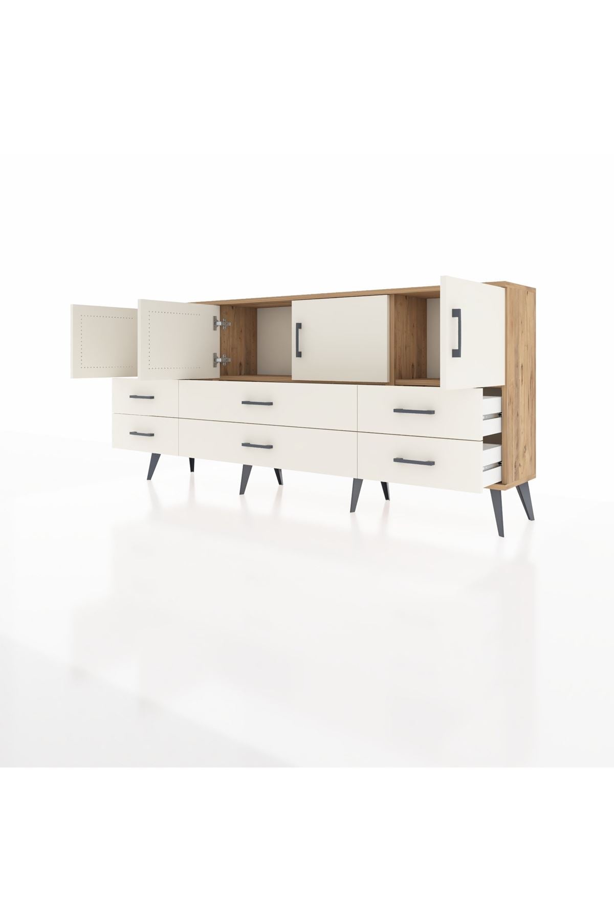 Arges Konsol 3 Raflı 6 Çekmeceli 4 Kapaklı 176x30x83 - S148M004V22A