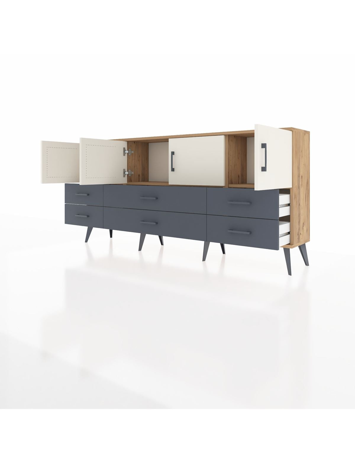 Arges Konsol 3 Raflı 6 Çekmeceli 4 Kapaklı 176x30x83 - S148M004V23A