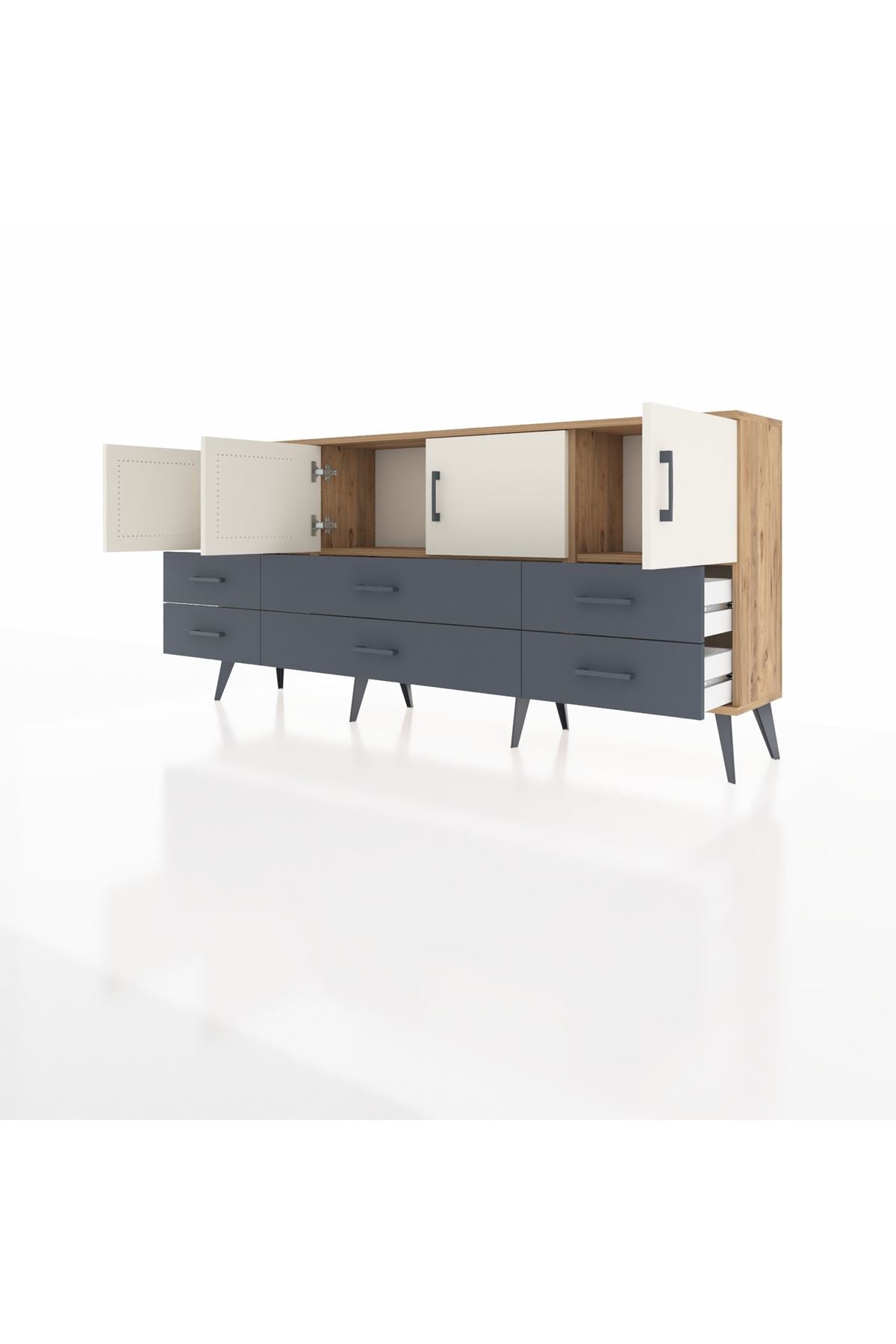 Arges Konsol 3 Raflı 6 Çekmeceli 4 Kapaklı 176x30x83 - S148M004V23A
