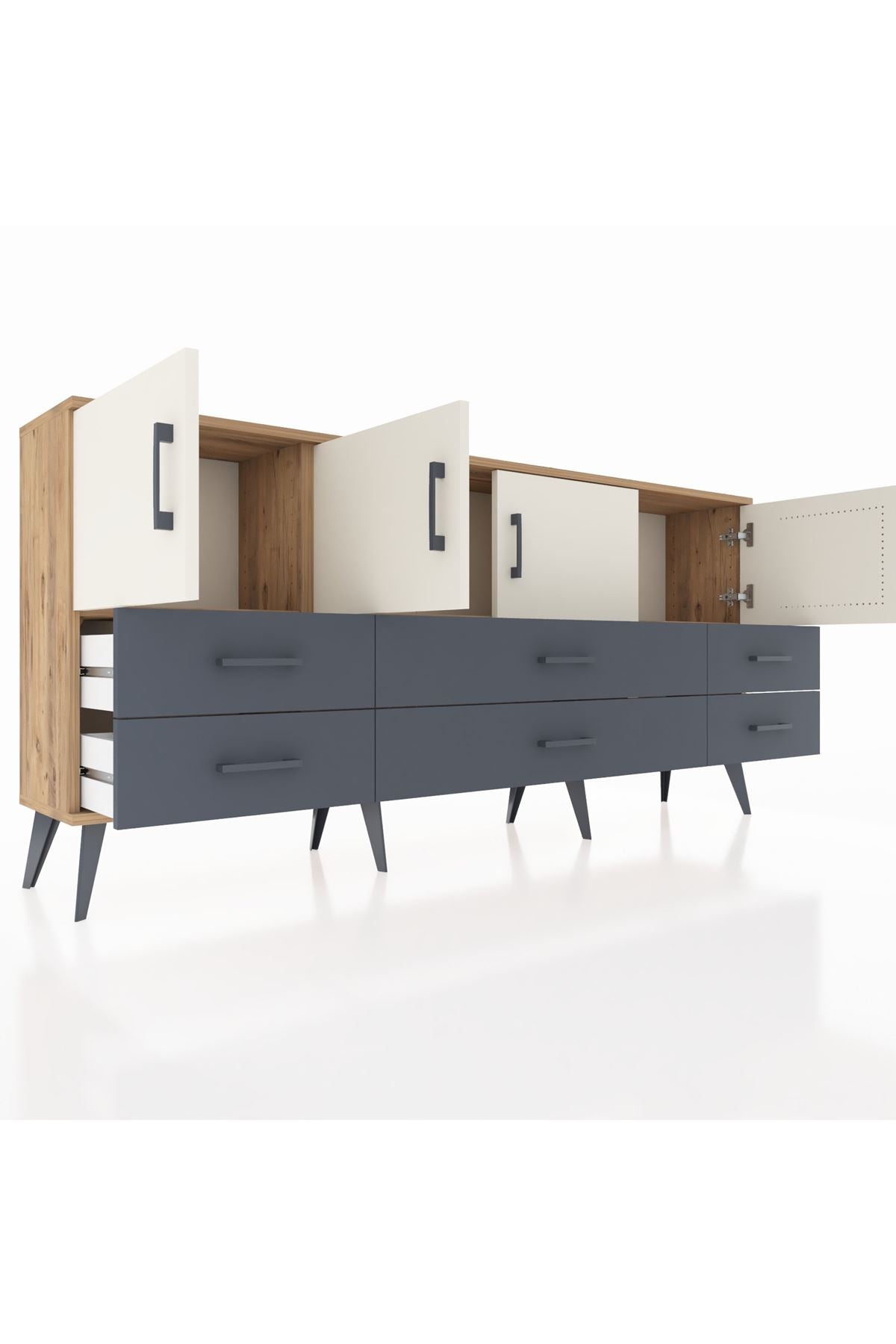 Arges Konsol 3 Raflı 6 Çekmeceli 4 Kapaklı 176x30x83 - S148M004V23A