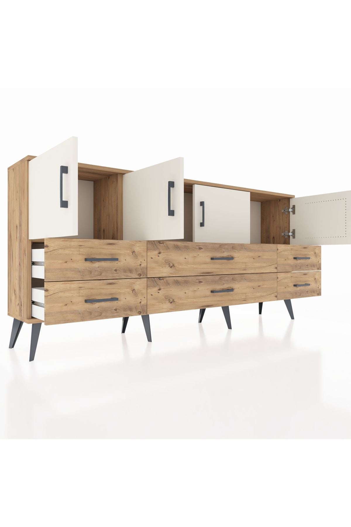 Arges Konsol 3 Raflı 6 Çekmeceli 4 Kapaklı 176x30x83 - S148M004V24A