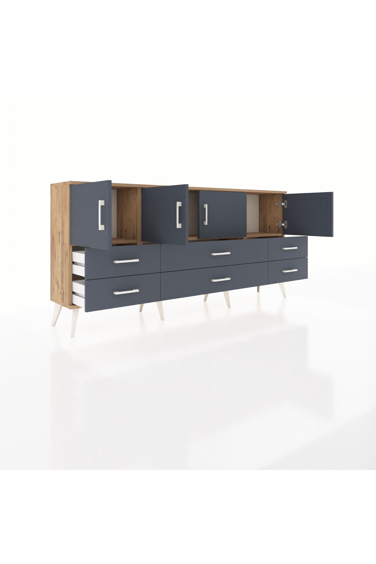 Arges Konsol 3 Raflı 6 Çekmeceli 4 Kapaklı 176x30x83 - S148M004V26A