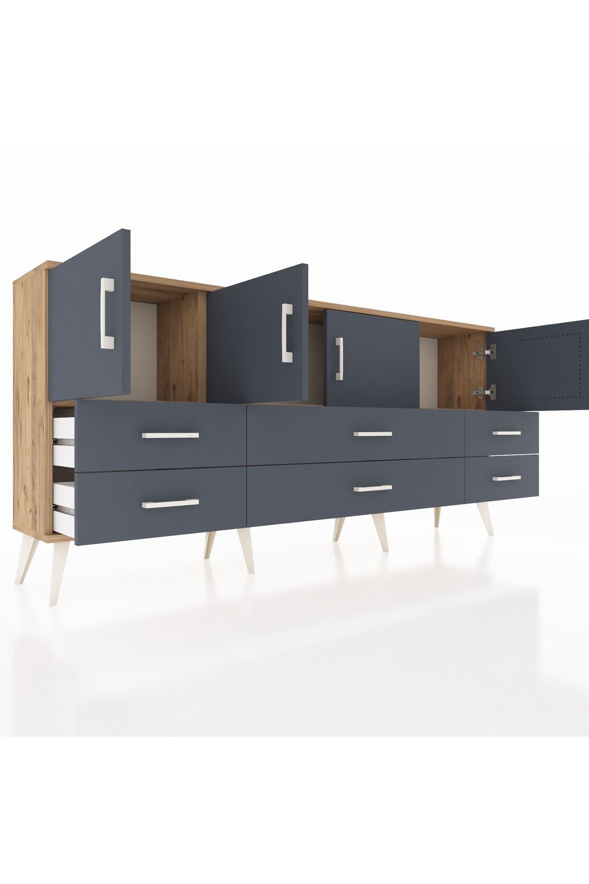 Arges Konsol 3 Raflı 6 Çekmeceli 4 Kapaklı 176x30x83 - S148M004V26A