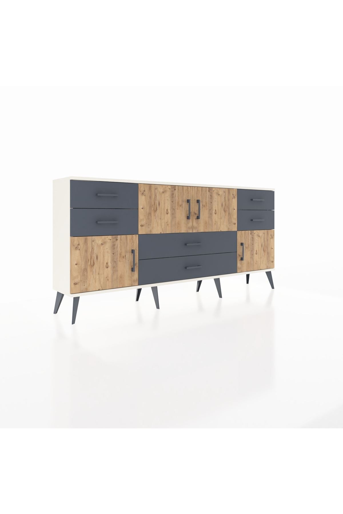Arges Konsol Tek Raflı 6 Çekmeceli 4 Kapaklı 176x30x83 - S148M005V02A