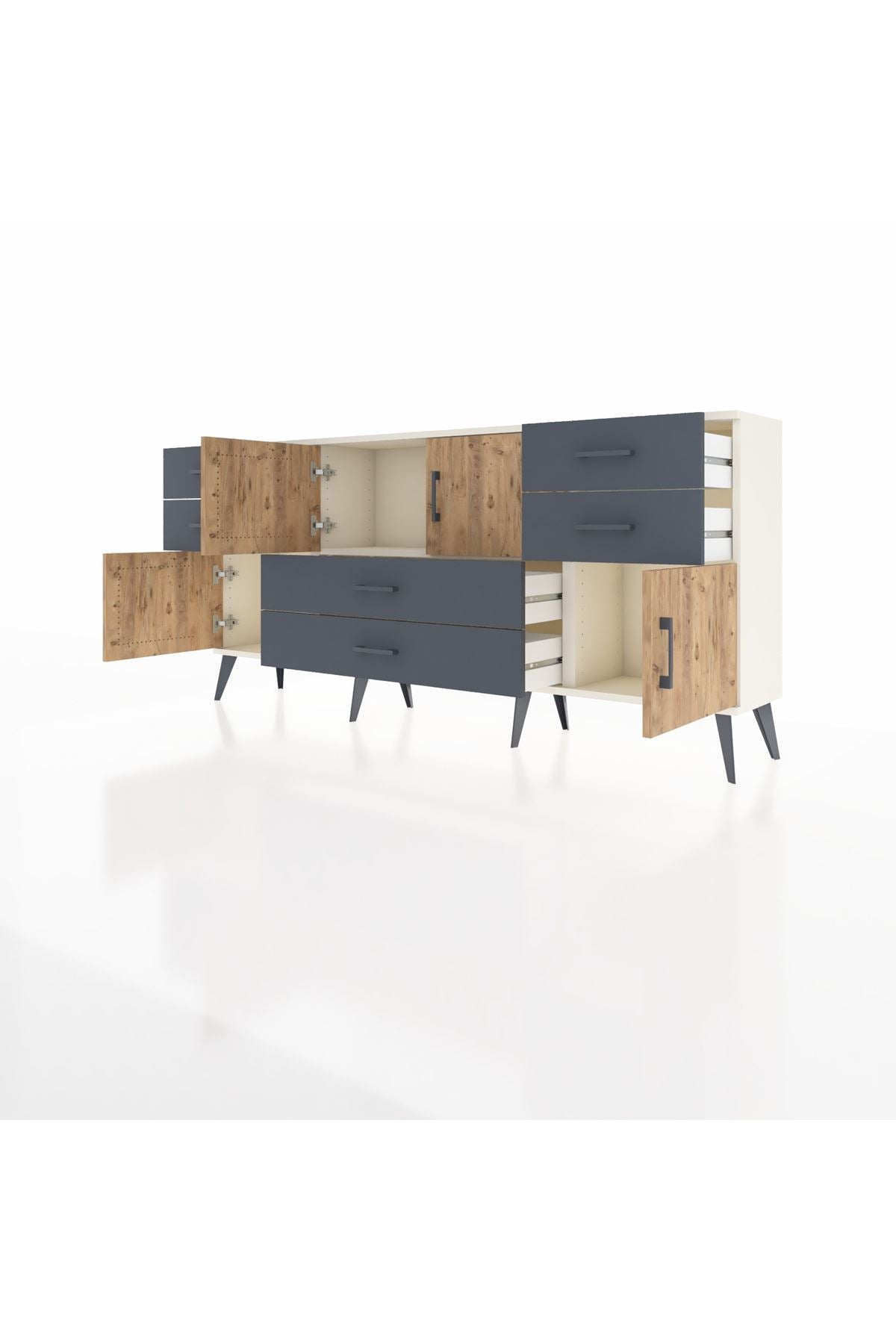 Arges Konsol Tek Raflı 6 Çekmeceli 4 Kapaklı 176x30x83 - S148M005V02A