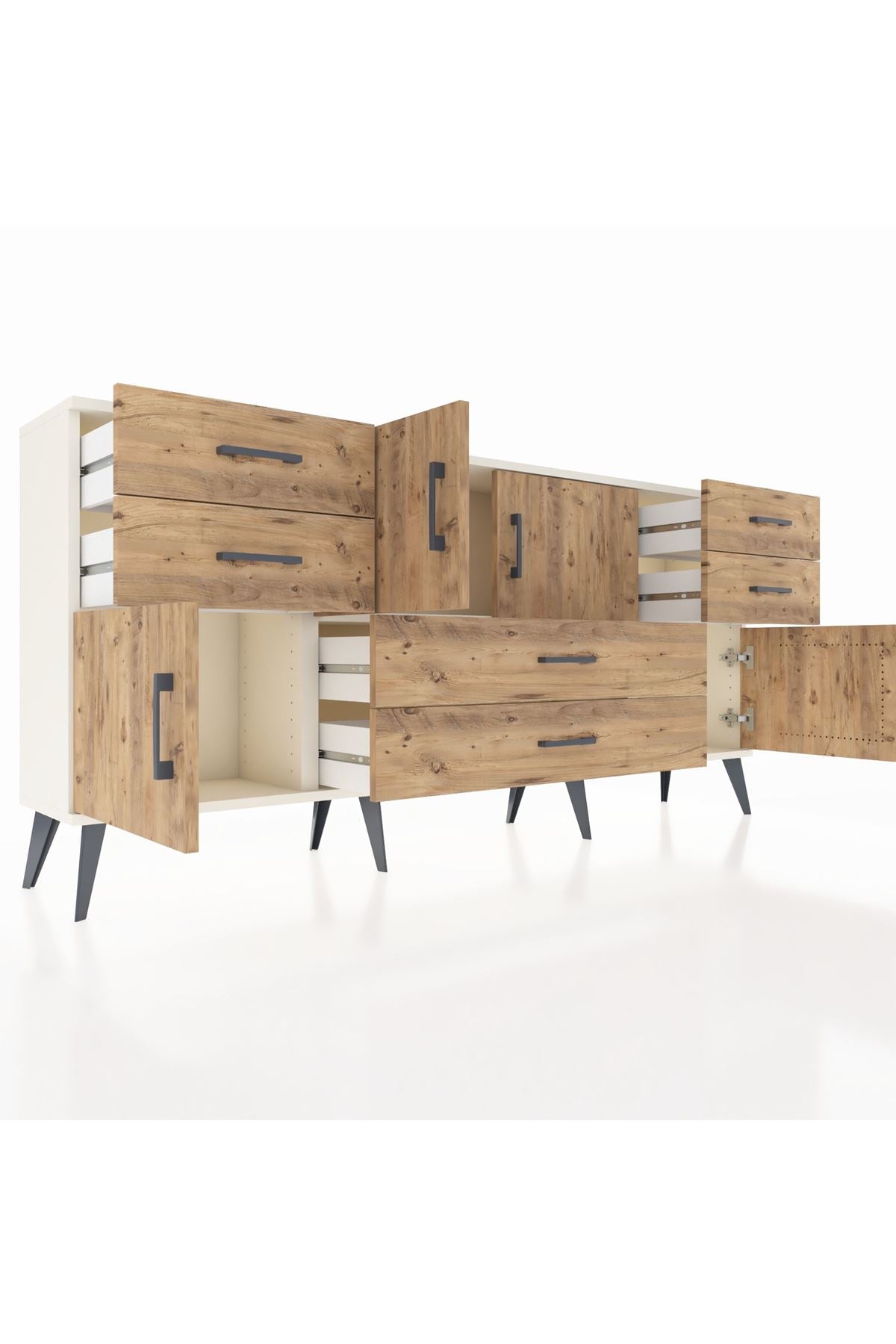 Arges Konsol Tek Raflı 6 Çekmeceli 4 Kapaklı 176x30x83 - S148M005V03A