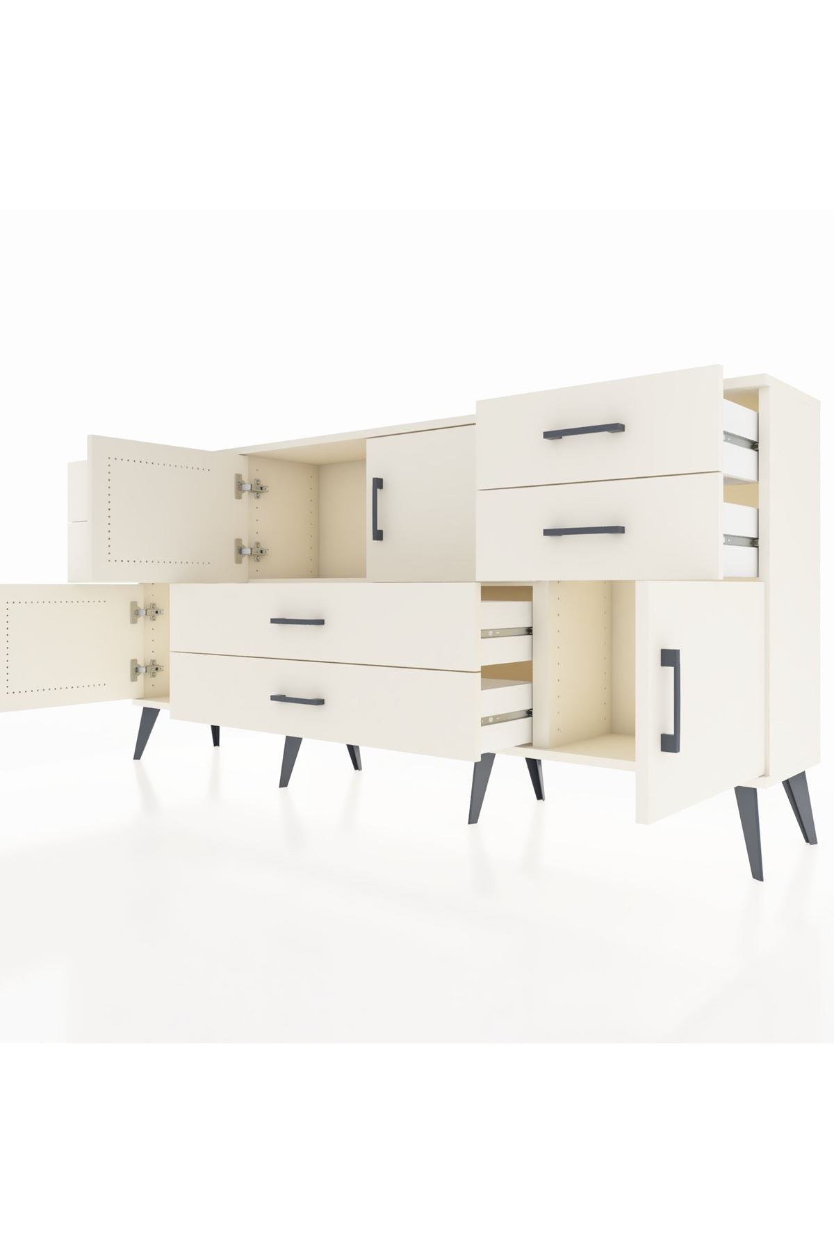 Arges Konsol Tek Raflı 6 Çekmeceli 4 Kapaklı 176x30x83 - S148M005V04A