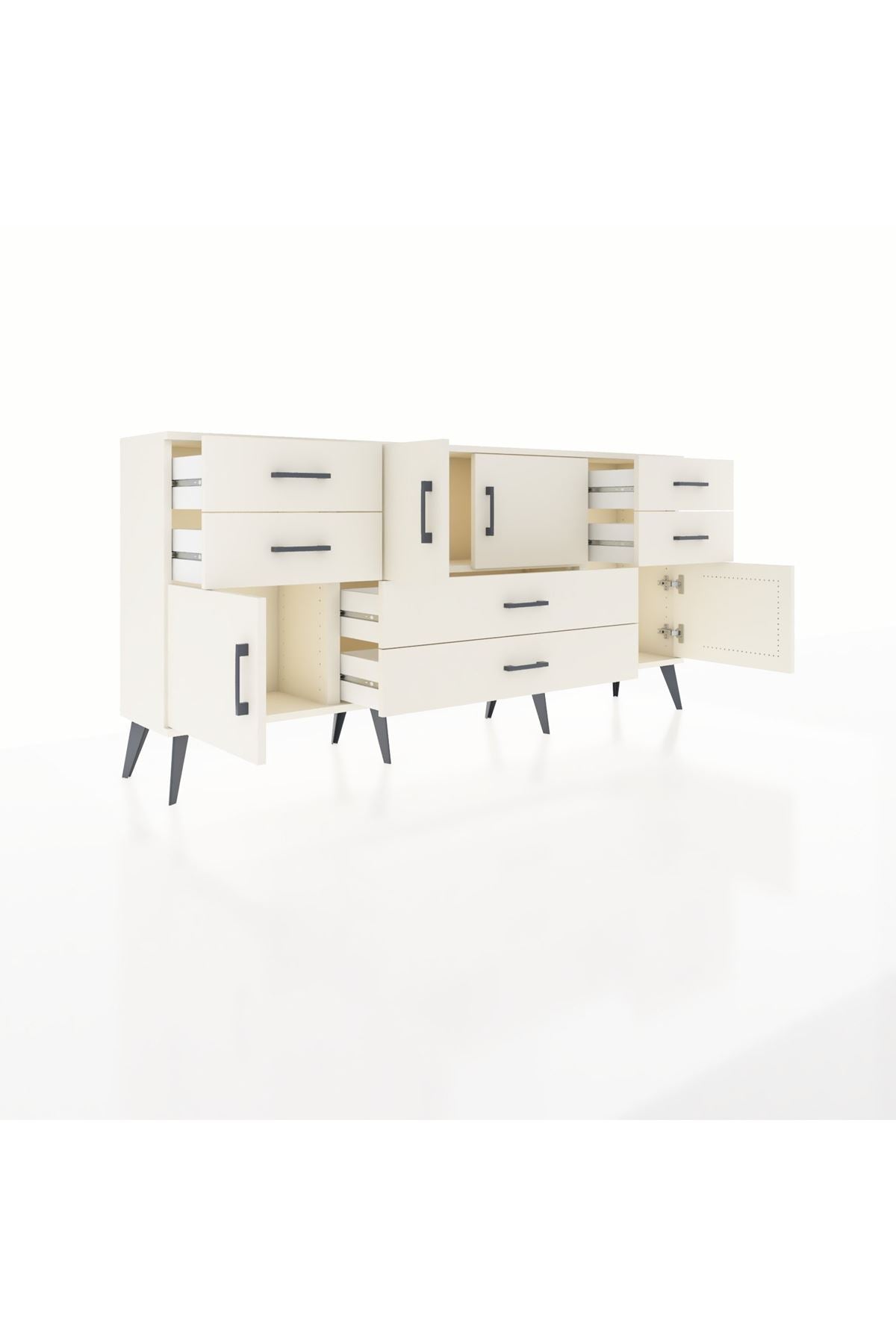 Arges Konsol Tek Raflı 6 Çekmeceli 4 Kapaklı 176x30x83 - S148M005V04A