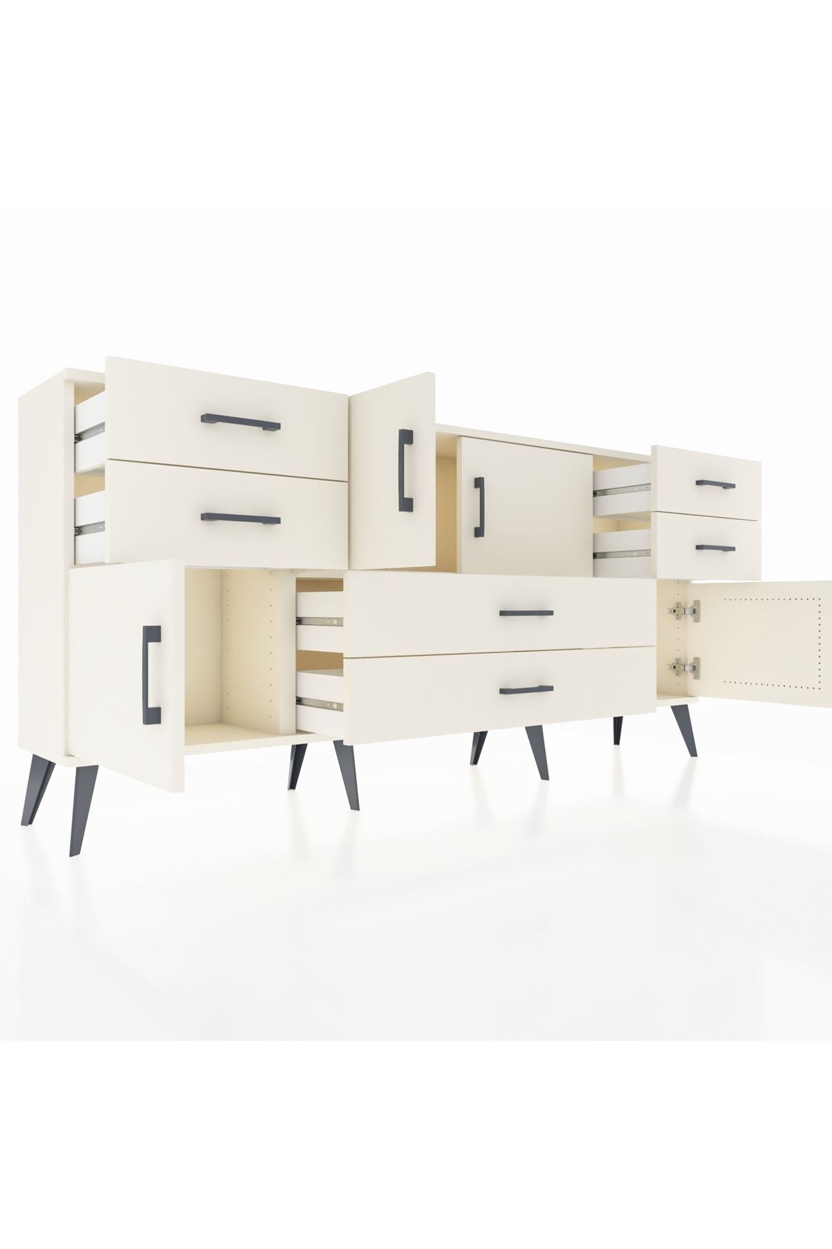 Arges Konsol Tek Raflı 6 Çekmeceli 4 Kapaklı 176x30x83 - S148M005V04A
