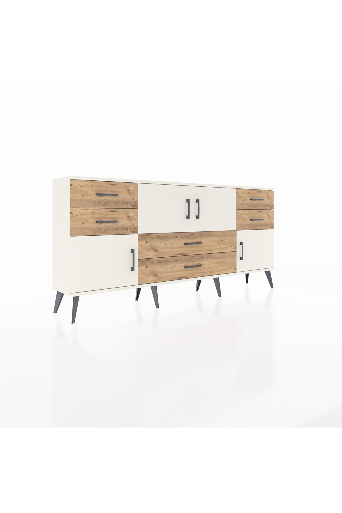 Arges Konsol Tek Raflı 6 Çekmeceli 4 Kapaklı 176x30x83 - S148M005V06A
