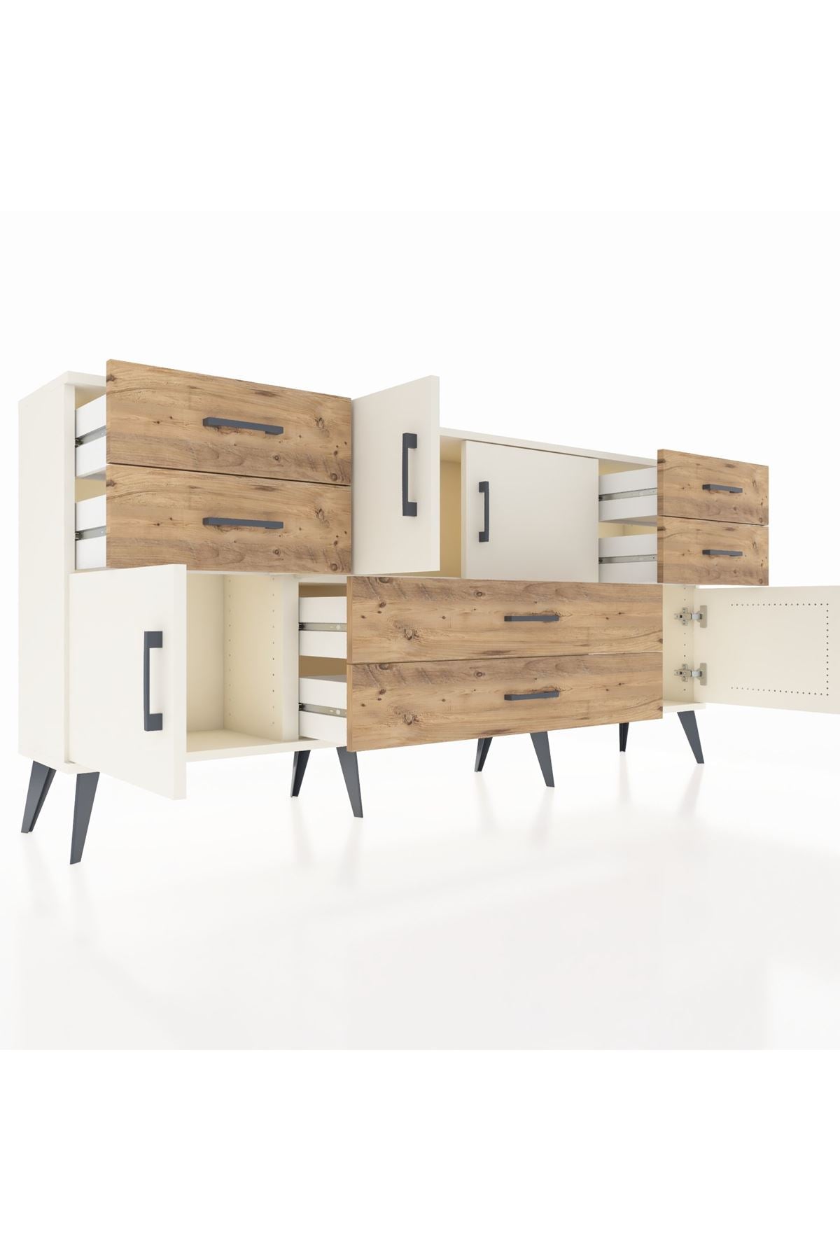 Arges Konsol Tek Raflı 6 Çekmeceli 4 Kapaklı 176x30x83 - S148M005V06A