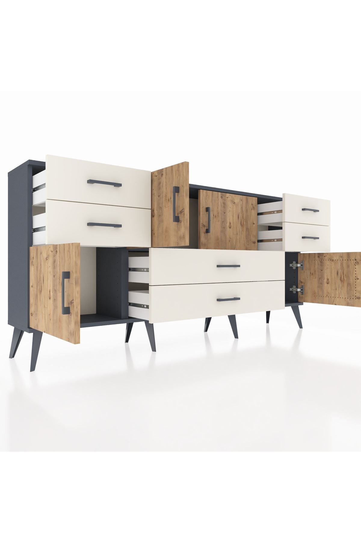 Arges Konsol Tek Raflı 6 Çekmeceli 4 Kapaklı 176x30x83 - S148M005V10A