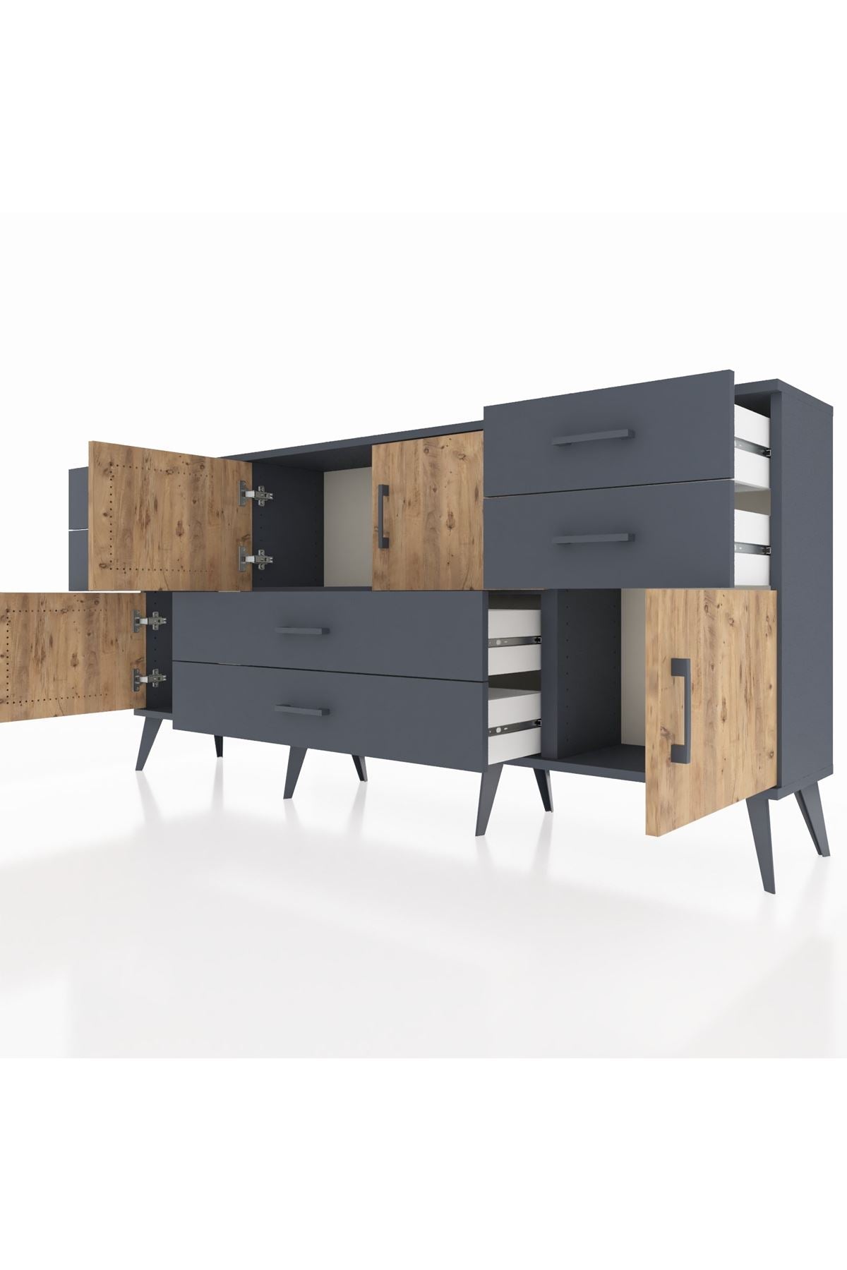 Arges Konsol Tek Raflı 6 Çekmeceli 4 Kapaklı 176x30x83 - S148M005V11A