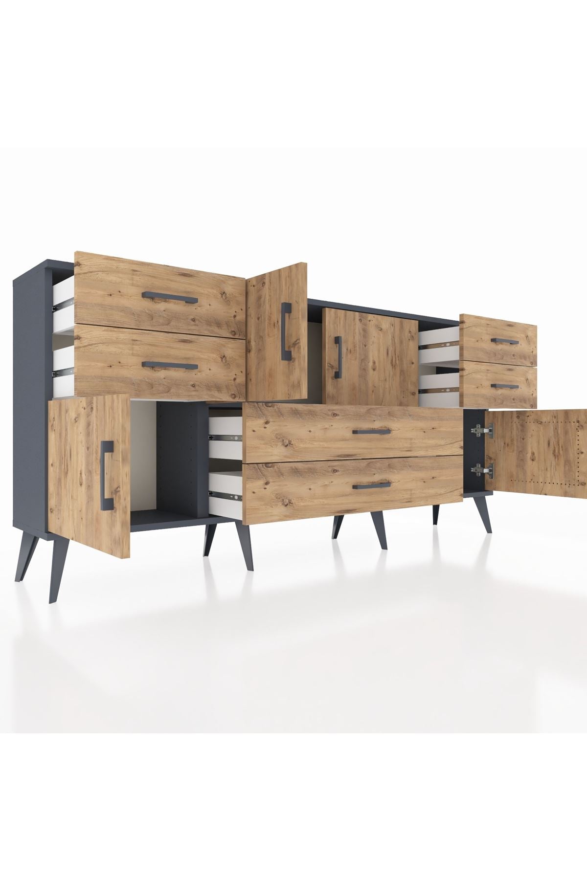 Arges Konsol Tek Raflı 6 Çekmeceli 4 Kapaklı 176x30x83 - S148M005V12A