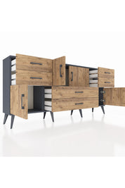 Arges Konsol Tek Raflı 6 Çekmeceli 4 Kapaklı 176x30x83 - S148M005V12A