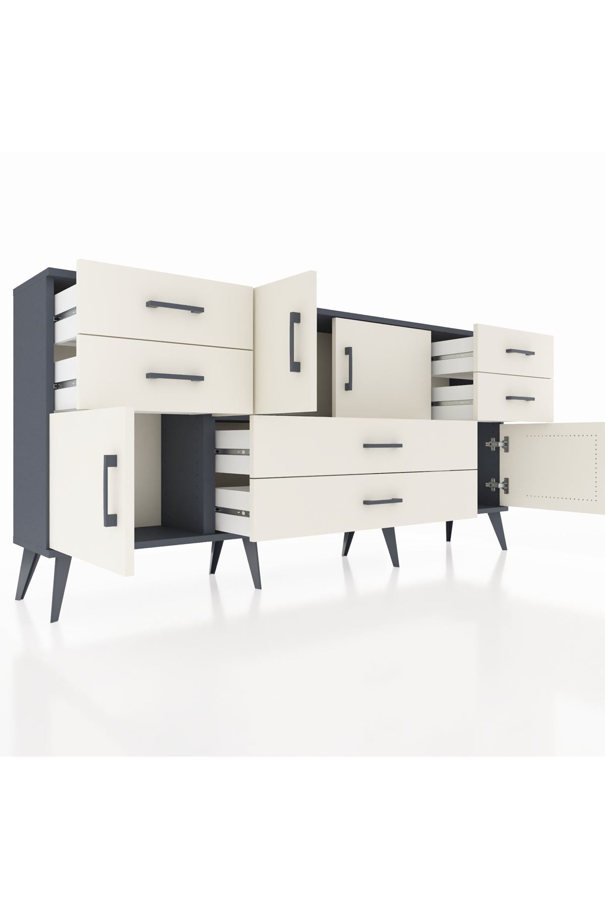 Arges Konsol Tek Raflı 6 Çekmeceli 4 Kapaklı 176x30x83 - S148M005V13A