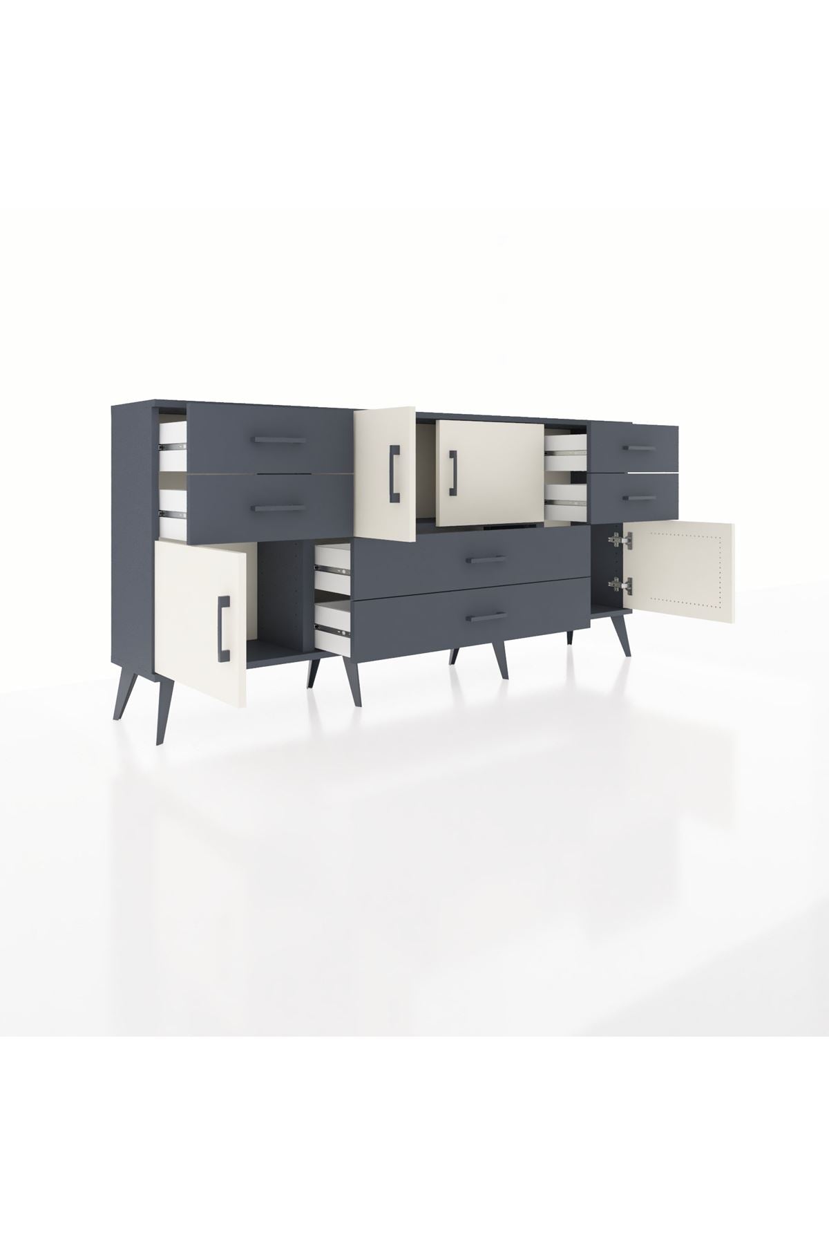Arges Konsol Tek Raflı 6 Çekmeceli 4 Kapaklı 176x30x83 - S148M005V14A