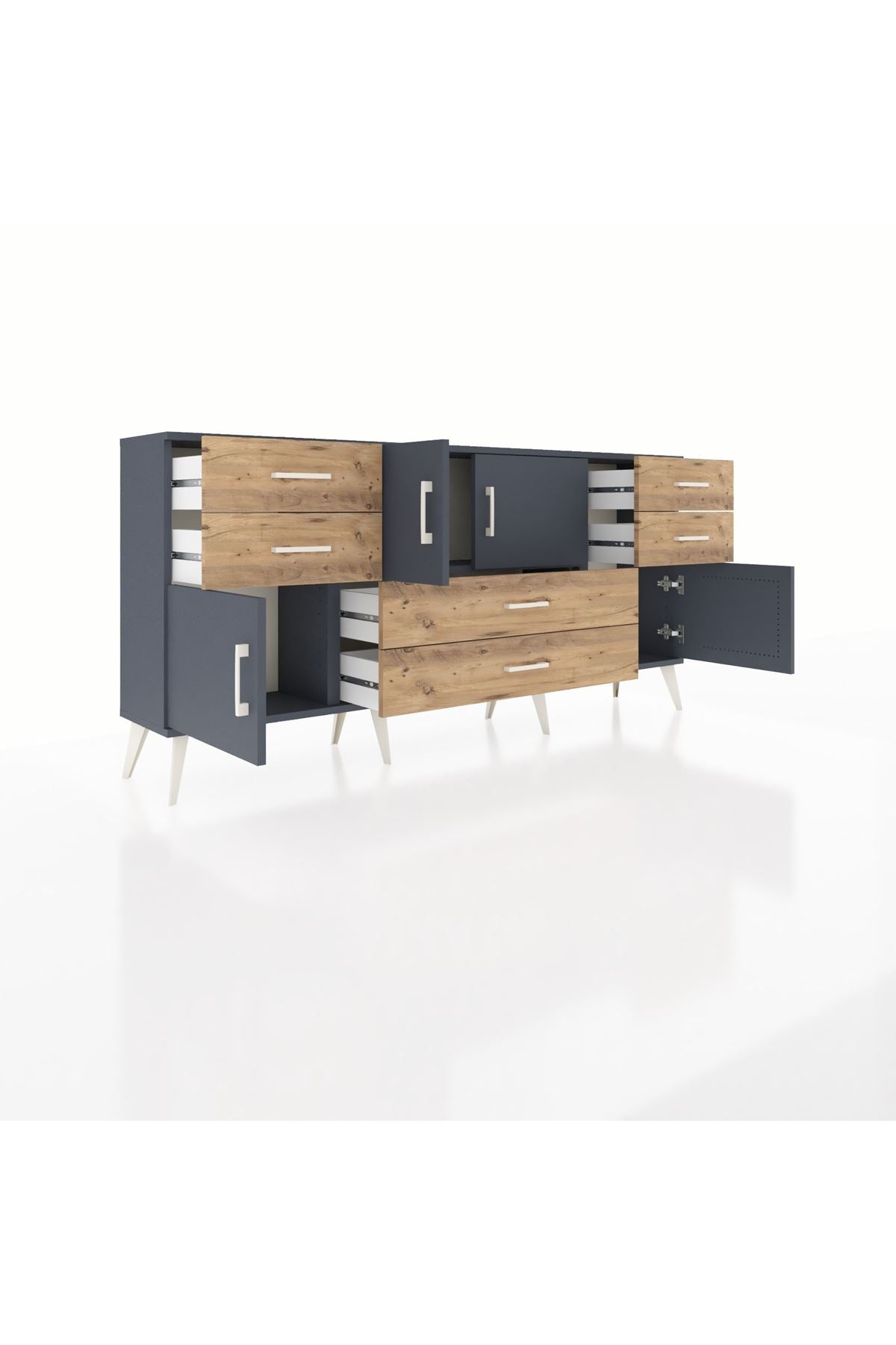 Arges Konsol Tek Raflı 6 Çekmeceli 4 Kapaklı 176x30x83 - S148M005V18A