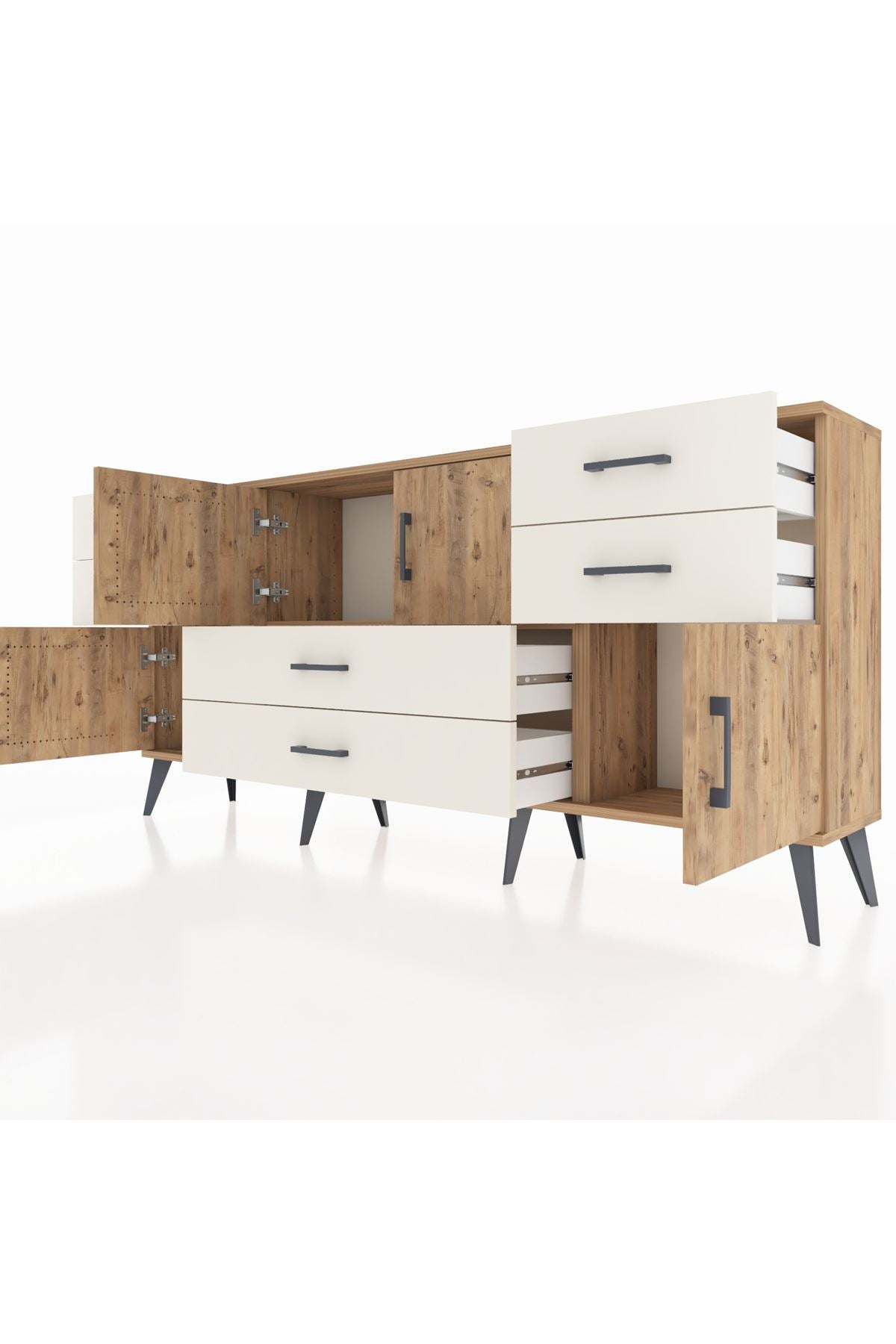 Arges Konsol Tek Raflı 6 Çekmeceli 4 Kapaklı 176x30x83 - S148M005V19A