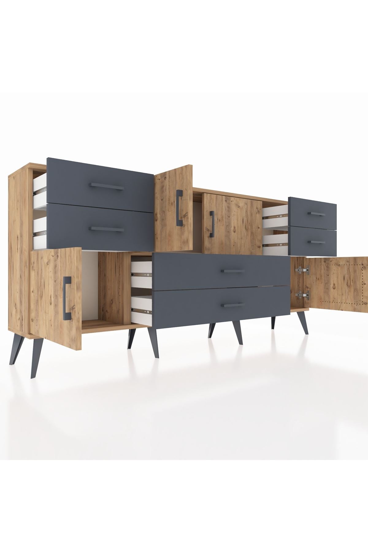 Arges Konsol Tek Raflı 6 Çekmeceli 4 Kapaklı 176x30x83 - S148M005V20A