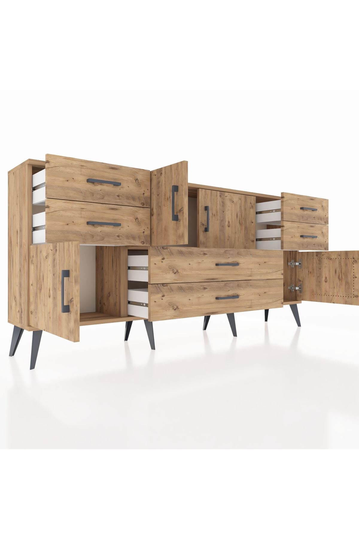 Arges Konsol Tek Raflı 6 Çekmeceli 4 Kapaklı 176x30x83 - S148M005V21A