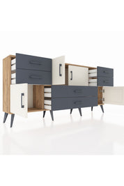 Arges Konsol Tek Raflı 6 Çekmeceli 4 Kapaklı 176x30x83 - S148M005V23A