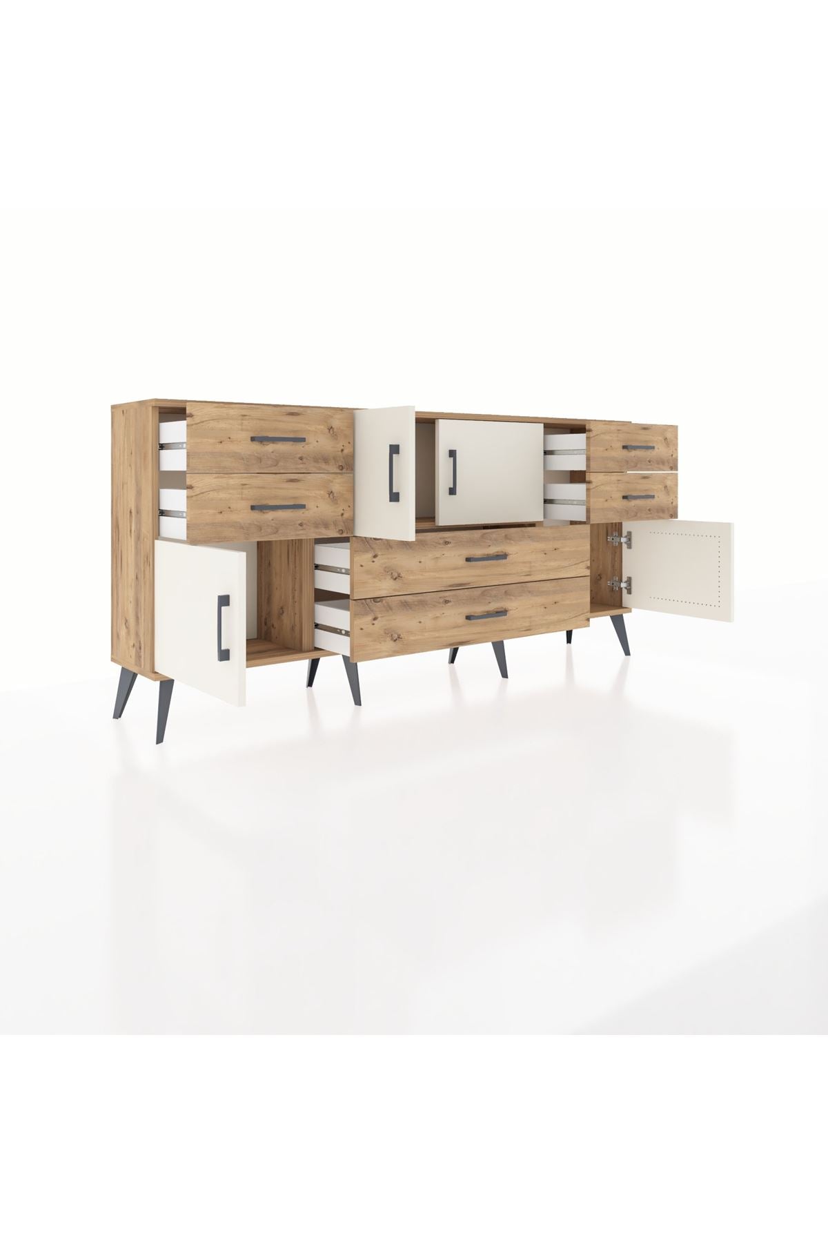Arges Konsol Tek Raflı 6 Çekmeceli 4 Kapaklı 176x30x83 - S148M005V24A
