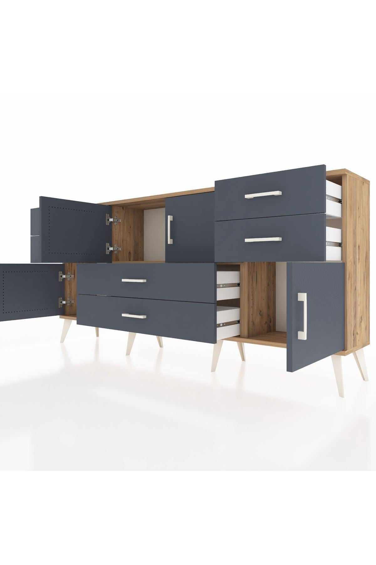 Arges Konsol Tek Raflı 6 Çekmeceli 4 Kapaklı 176x30x83 - S148M005V26A