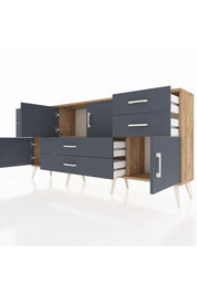 Arges Konsol Tek Raflı 6 Çekmeceli 4 Kapaklı 176x30x83 - S148M005V26A
