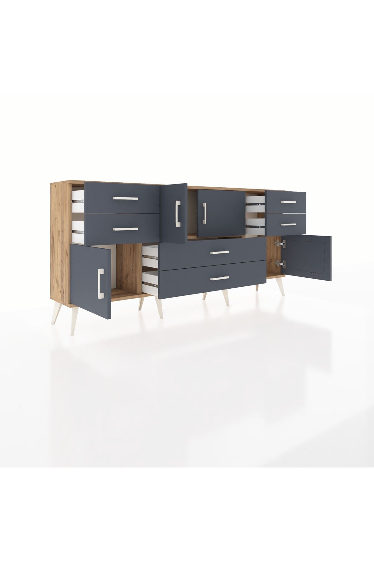 Arges Konsol Tek Raflı 6 Çekmeceli 4 Kapaklı 176x30x83 - S148M005V26A