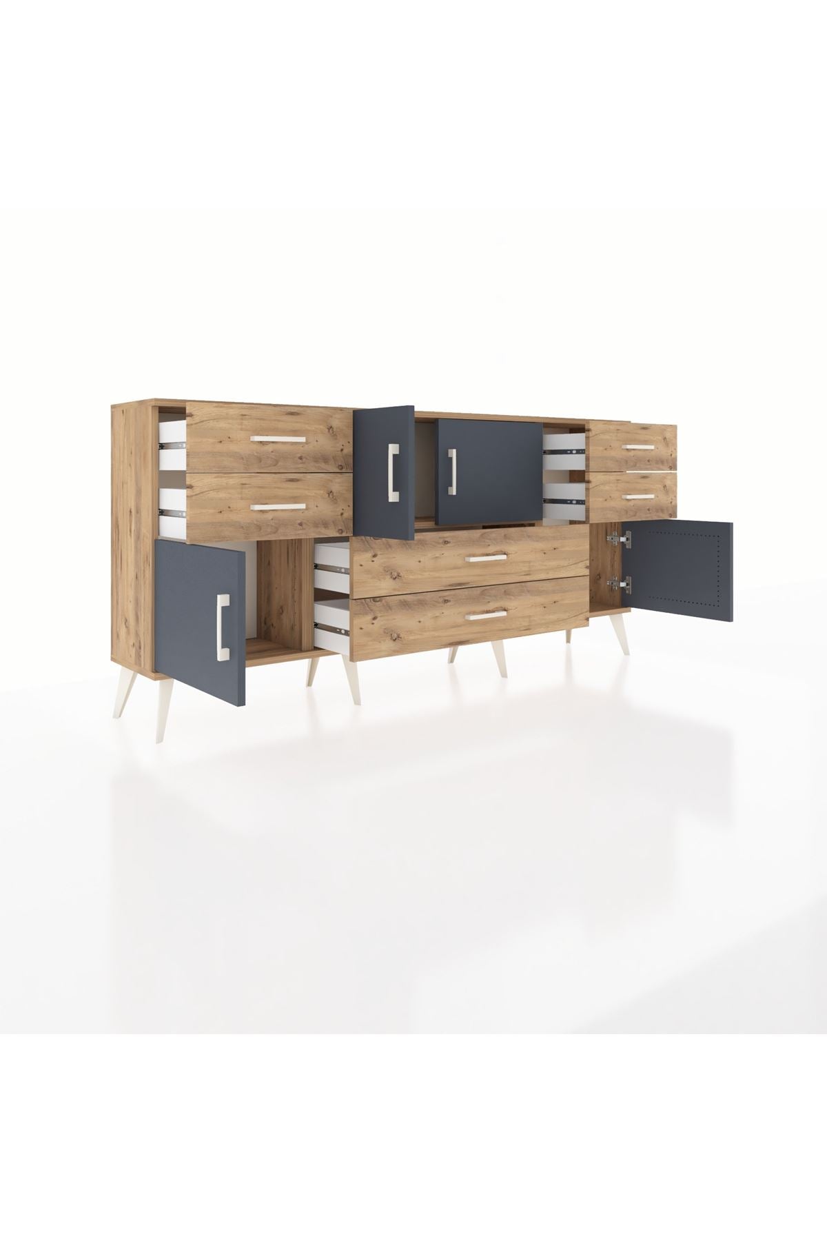 Arges Konsol Tek Raflı 6 Çekmeceli 4 Kapaklı 176x30x83 - S148M005V27A