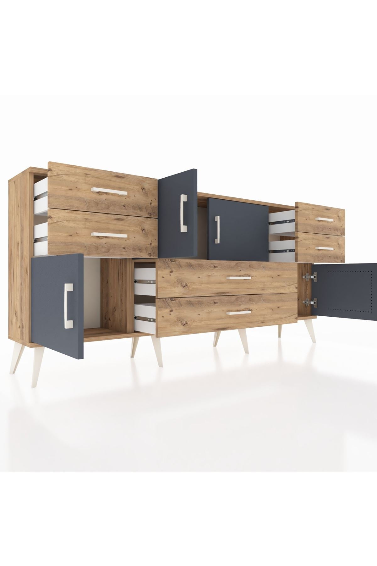 Arges Konsol Tek Raflı 6 Çekmeceli 4 Kapaklı 176x30x83 - S148M005V27A