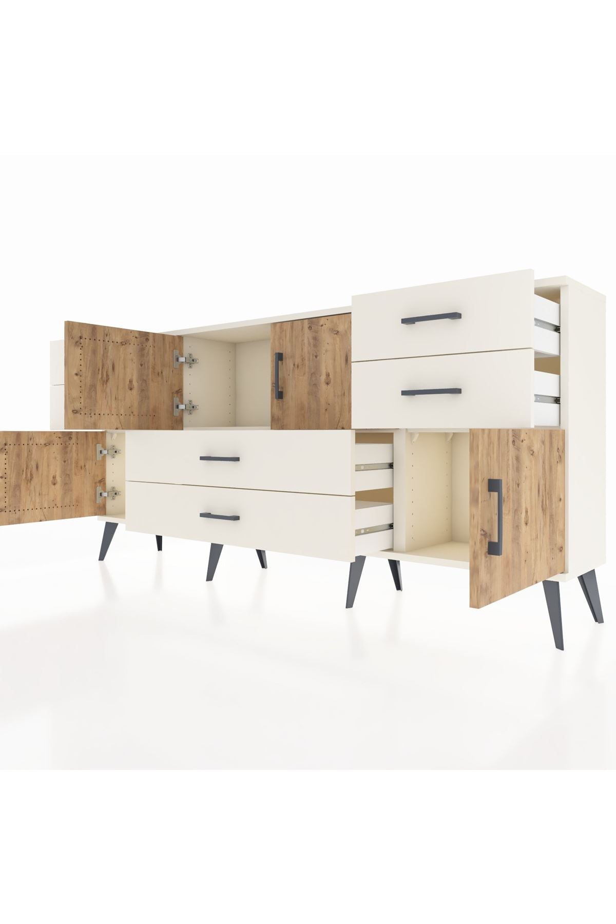 Arges Konsol 3 Raflı 6 Çekmeceli 4 Kapaklı 176x30x83 - S148M006V01A