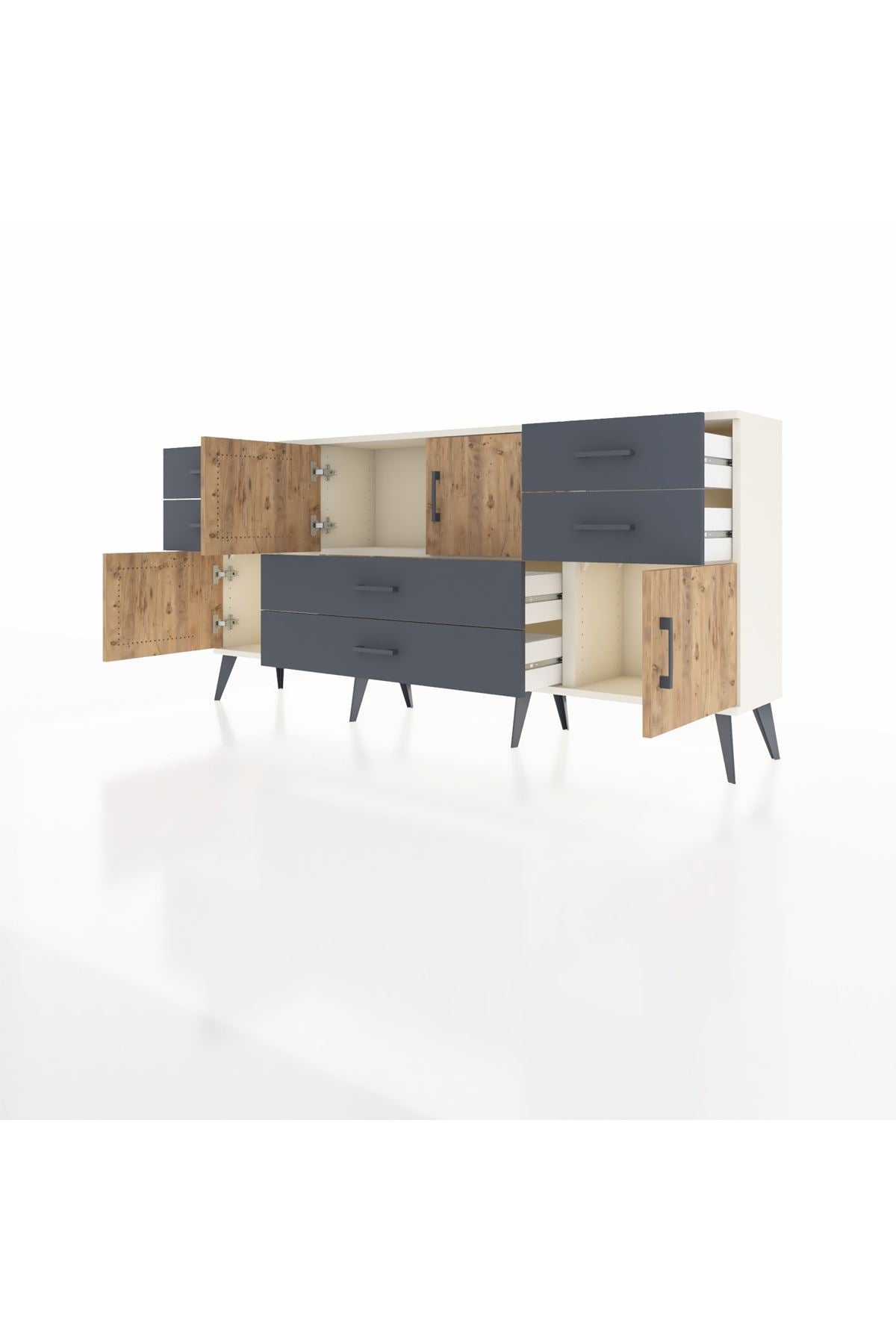 Arges Konsol 3 Raflı 6 Çekmeceli 4 Kapaklı 176x30x83 - S148M006V02A