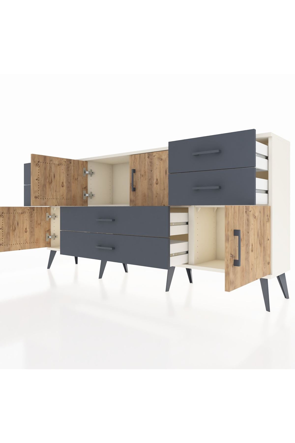Arges Konsol 3 Raflı 6 Çekmeceli 4 Kapaklı 176x30x83 - S148M006V02A